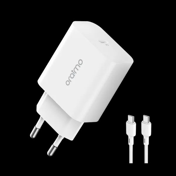 Oraimo Powercube 20 Chic 20w Gan Wall Charger + Type C-lightning Cable White