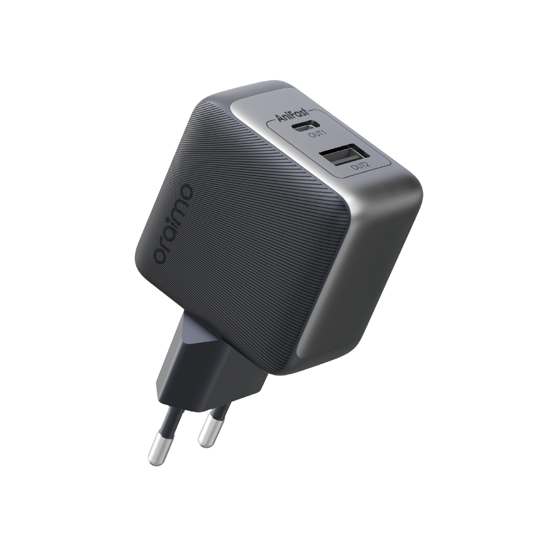 Oraimo Powergan 33 Pro Duo 60w Charging Adapter + Type C - C Cable Black