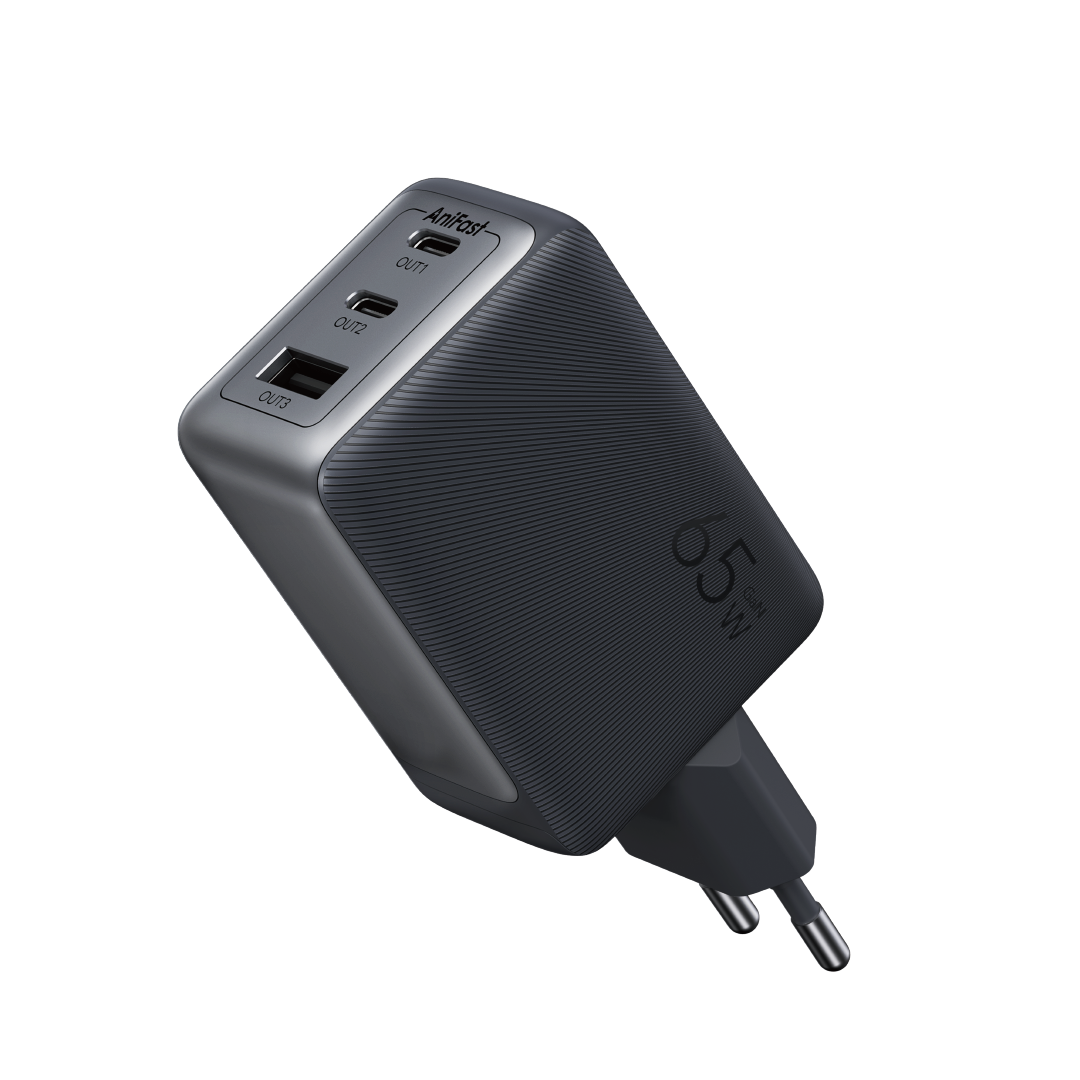 Oraimo Hypergan 65 Trio 65w Charging Adapter + Type C - C Cable Black