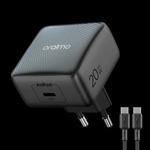 Oraimo Powercube 20 Chic 20w Gan Wall Charger + Type C-c Cable Black