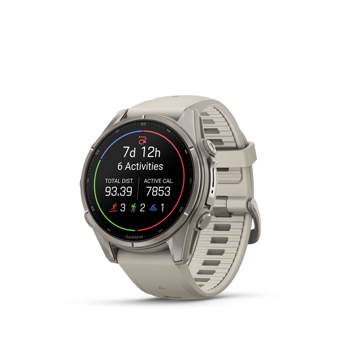 Garmin Fenix 9 43mm Titanium with Fog Grey Silicone Band