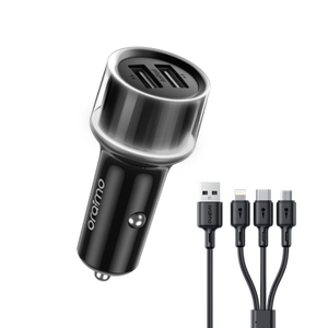 Oraimo Highway 15 Duo 15.5w Car Charger + Usb - Multi Cable Black
