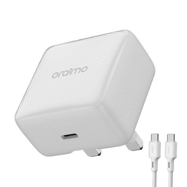 Oraimo Powercube 20 Chic 20w Gan Wall Charger + Type C-c Cable White
