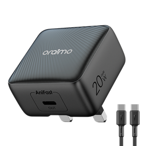 Oraimo Powercube 20 Chic 20w Gan Wall Charger + Type C-c Cable Black