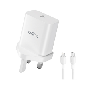 Oraimo Powercube 20 Chic 20w Gan Wall Charger + Type C-lightning Cable White