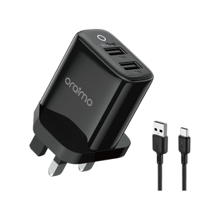 Oraimo Firefly 2u12duo 24w + Usb - Micro Cable Black